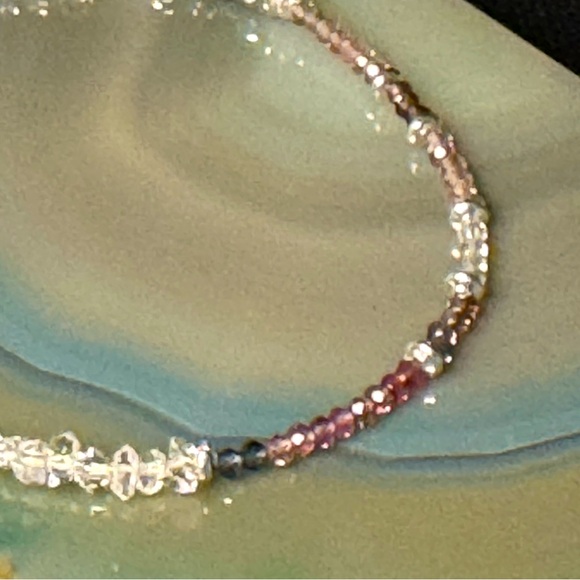 Herkimer Diamond, Tundura Sapphire set in Sterling Silver accent beads and clasp - Picture 6 of 7
